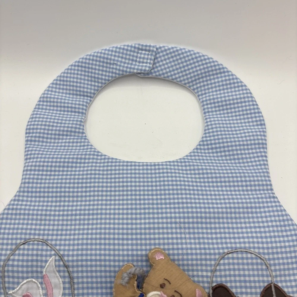 Kubi Kids Vintage Infant Baby Bib 3D Bear Bunny Dog Jump‎ rope Checkered